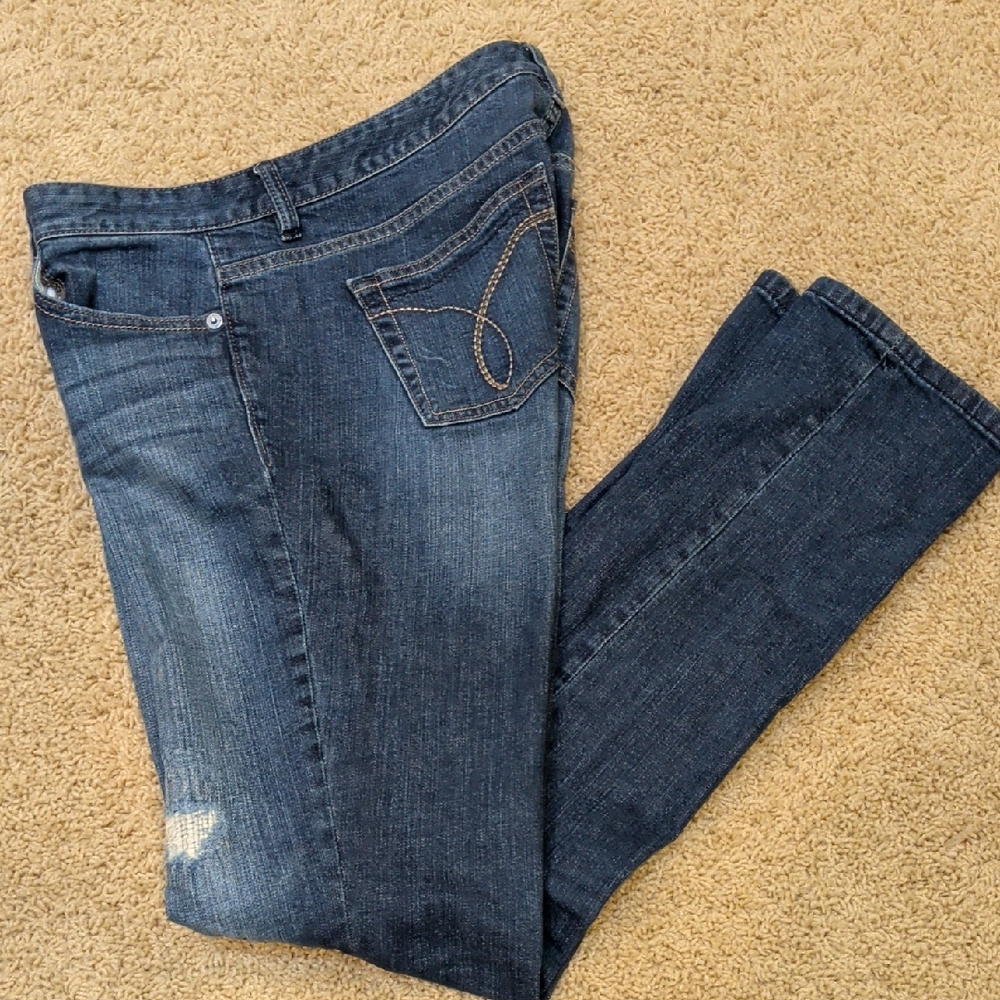 Calvin Klein Dark Blue Straight Leg Jeans